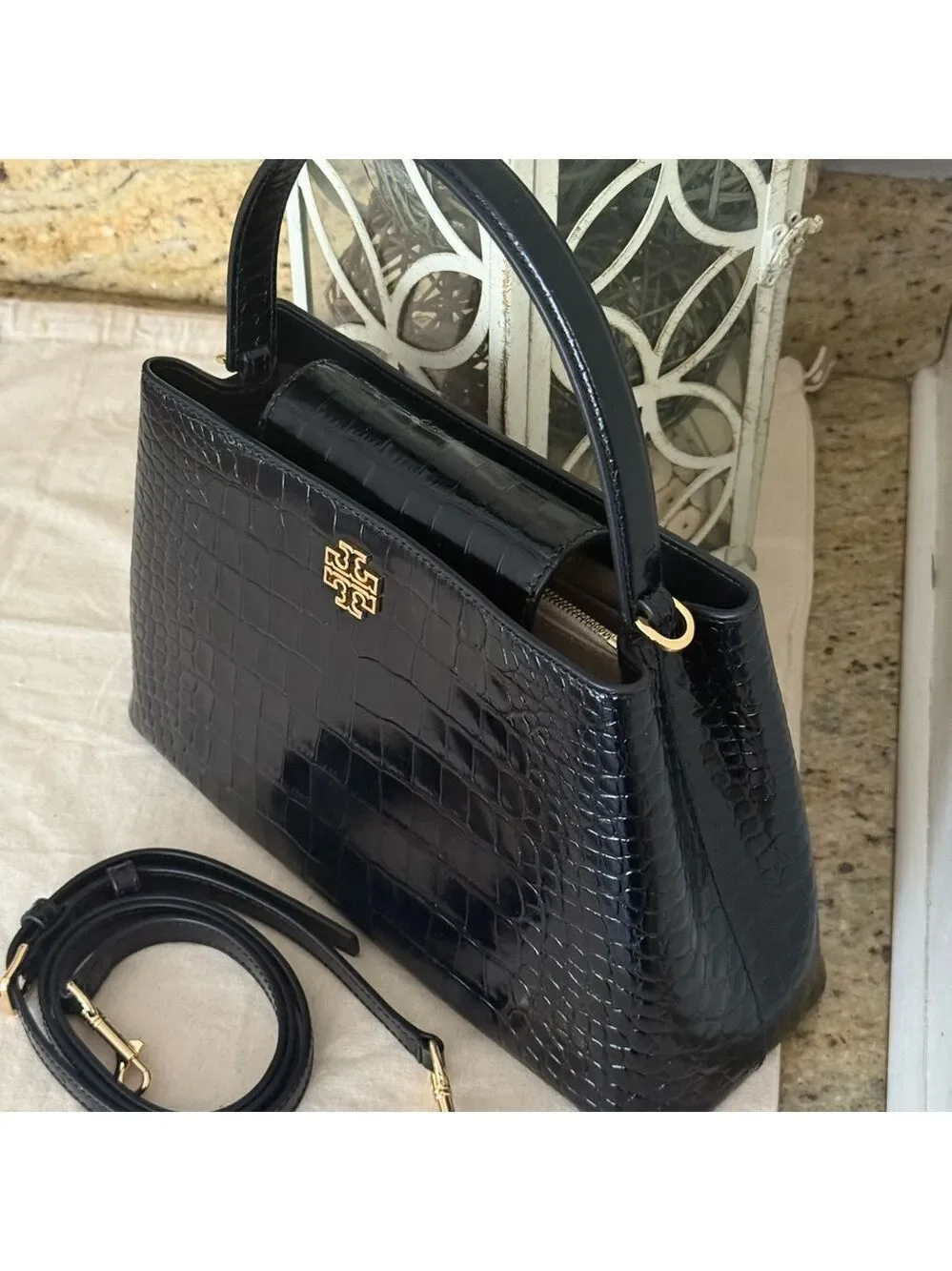 1018$+!! New Tory Burch Britten Black Leather Satchel & Matching Bifold Wallet